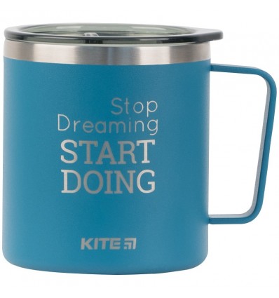 Термокружка Kite K22-379-02-2, 400 мл, синяя Stop dreaming Start doing