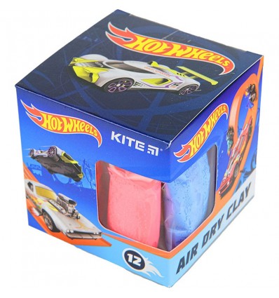 Пластилін повітряний Kite Hot Wheels, 12 кольорів + формочка