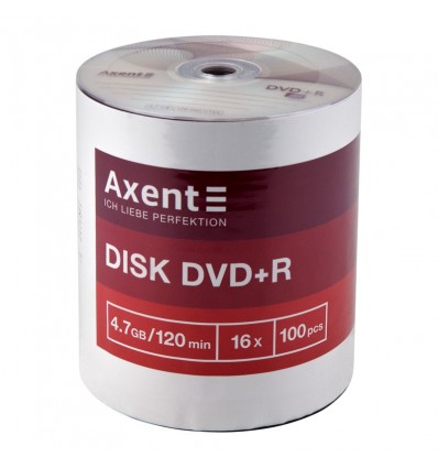 Диск DVD+R Axent 8107-A 4.7GB/120min 16X, 100 штук, bulk