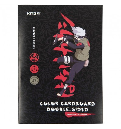 Картон кольоровий двосторонній Kite Naruto, А4, 10 аркушів