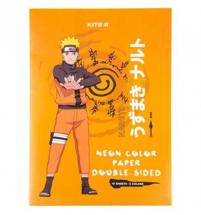 Бумага цветная неоновая Kite Naruto NR23-252, A4, 10 листов