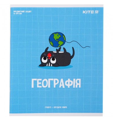 Предметная тетрадь Kite K23-240-21 Cat, 48 листов, клетка, география