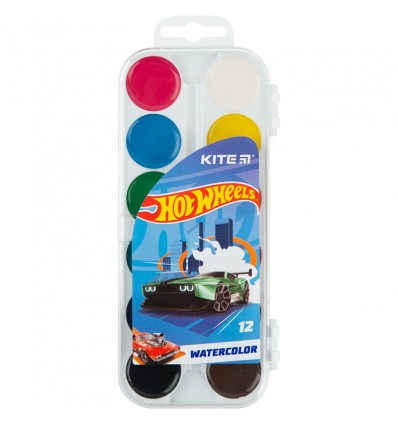 Краски акварельные Kite Hot Wheels, 12 цветов