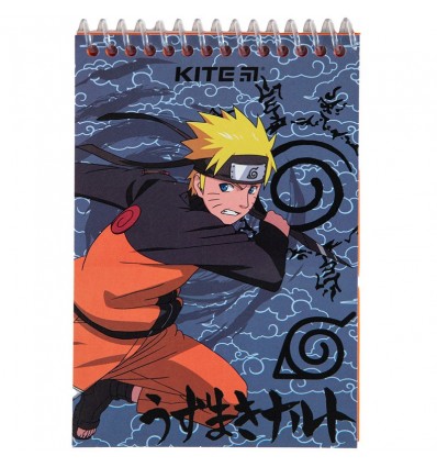 Блокнот на спирали Kite Naruto А6, 48 листов, нелинованный
