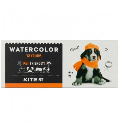 Краски акварельные в картонной упаковке Kite Dogs, 12 цветов
