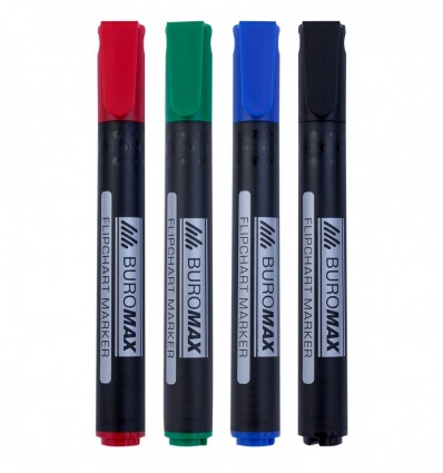 Набор из 4 маркеров для флипчартов (черный, синий, зеленый, красный)