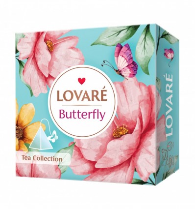 Набір Колекція чаїв LOVARE "Butterfly" , 9 видів пірамідок по 5 шт