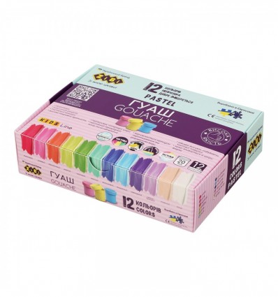 Гуашь KIDS Line PASTEL ZB.6692, 12 цветов х 20мл