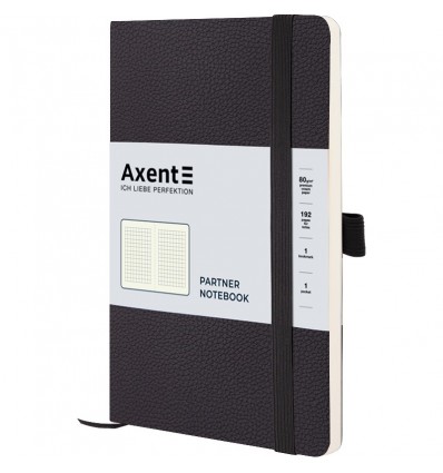 Книга записна Axent Partner Soft Skin, 125х195, 96 аркушів, клітинка, чорна