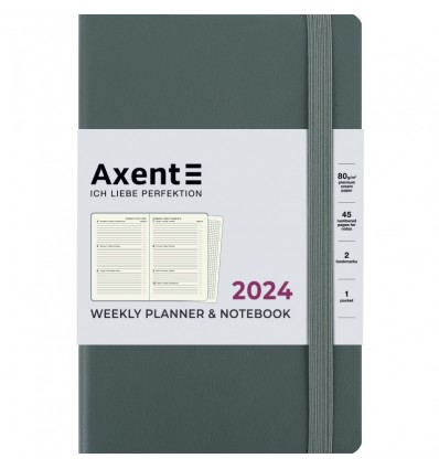 Еженедельник 2024 Axent Partner Soft Earth Colors, 125х195 мм, зеленый