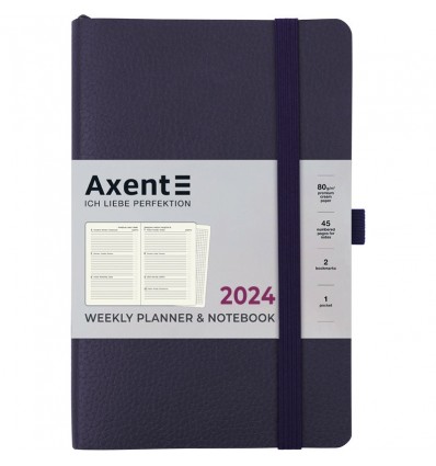 Еженедельник 2024 Axent Partner Soft Skin, 125х195 мм, синий