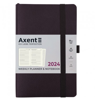 Еженедельник 2024 Axent Partner Soft Skin, 125х195 мм, черный