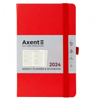Еженедельник 2024 Axent Partner Strong, 125х195 мм, красный