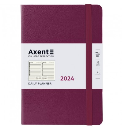 Ежедневник 2024 Axent Partner Strong, 145x210 мм, винный