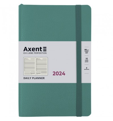 Ежедневник 2024 Axent Partner Soft Skin, 145x210 мм, серо-лазурный