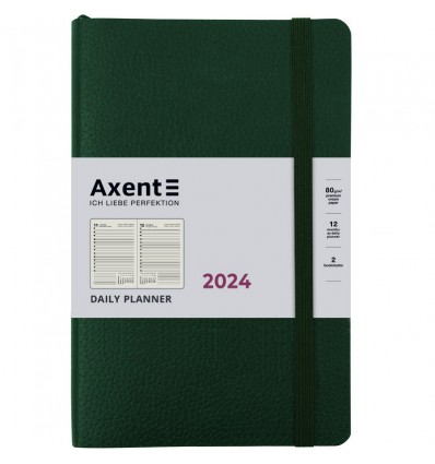 Ежедневник 2024 Axent Partner Soft Skin, 145x210 мм, темно-зеленый