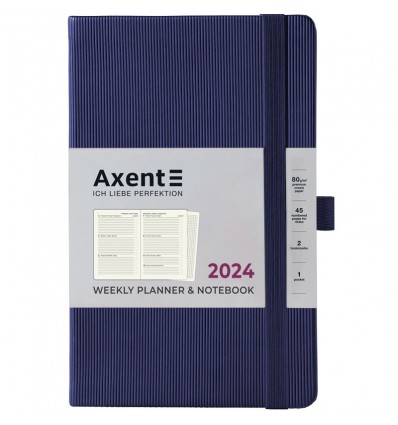 Еженедельник 2024 Axent Partner Lines, 125х195, темно синий