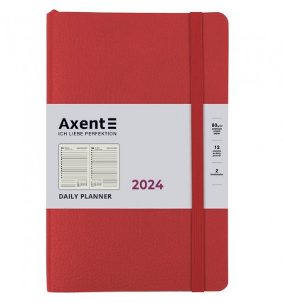 Щоденник 2024 Axent Partner Soft Skin, 145x210 мм, червоний