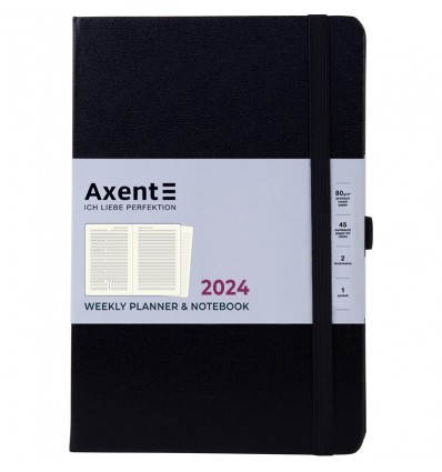 Еженедельник 2024 Axent Prime Strong, 145x210 мм, черный