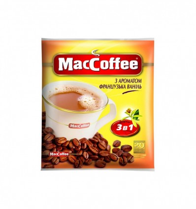 Напій MacCoffee кавовий 3в1 аромат французька ваніль 20х18г