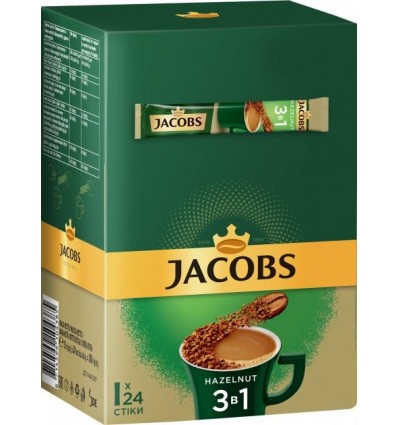 Напій кавовий Jacobs 3в1 Hazelnut розчинний 24х15г