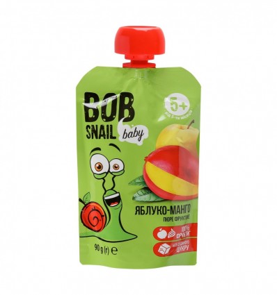 Пюре Bob Snail Яблоко-манго фруктовое для детей от 5-ти месяцев 90г