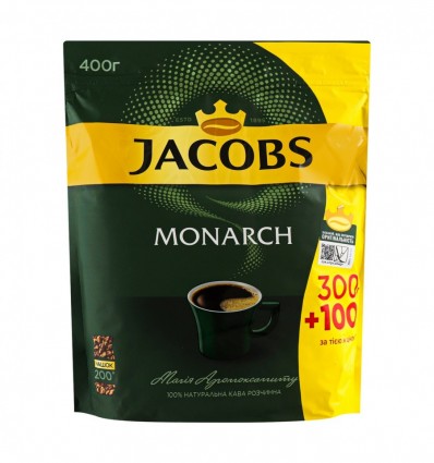 Кофе Jacobs Monarch натуральный растворимый сублимированный 400г