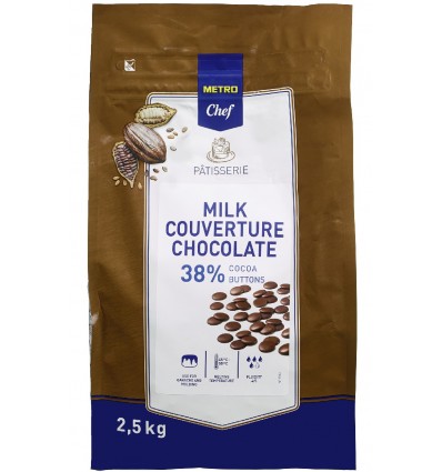 Краплі з молочного шоколаду кувертюр Metro Chef 38% 2,5 кг