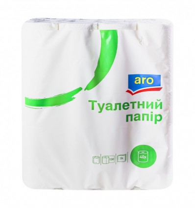 Туалетная бумага ARO двухслойная, 40 рулонов, белая
