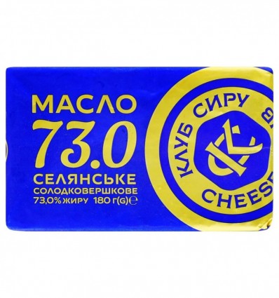 Масло Клуб Сиру Крестьянское сладкосливочное 73% 180г