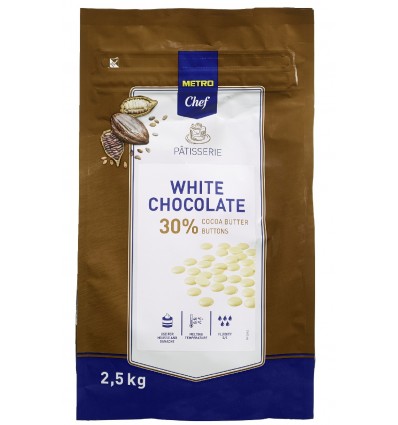 Краплі з білого шоколаду кувертюр Metro Chef 30% 2,5 кг