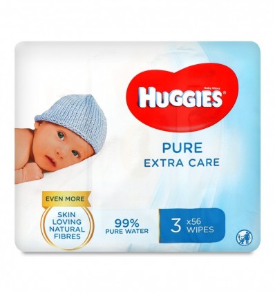 Серветки вологі Huggies Pure Extra Care дитячі 3х56шт