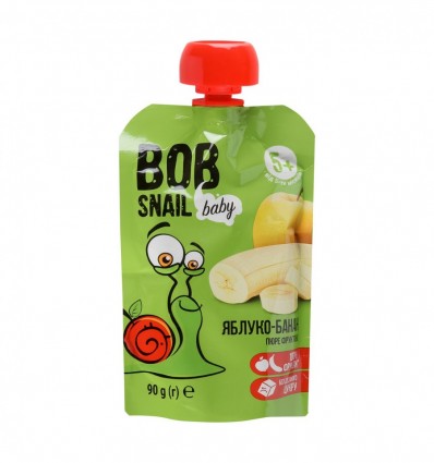 Пюре Bob Snail Яблоко-банан фруктовое для детей от 5-ти месяцев 90г