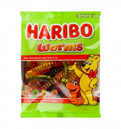 Цукерки Haribo Worms желейні неглазуровані 150г