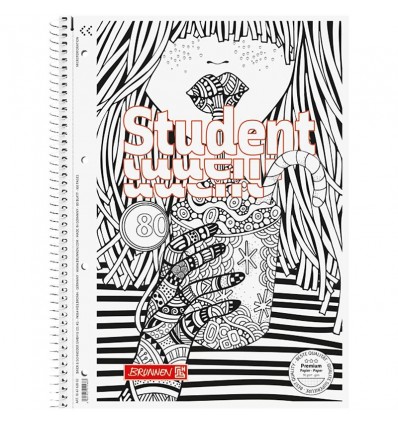 Коледж-блок на спіралі, А4 Premium 10-674 28 02, клітинка, 80 арк., Zenart Cocktail ( 10-674 28 02 )