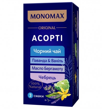 Чай чёрный МОNОМАХ ассорти (Лаванда&Ваниль, Масло бергамота, Тимьян) 21х2г ( mn.03353 )