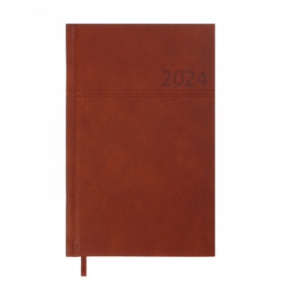 Еженедельник датированный 2024 ORION, A5, светло-коричневый, искусственная кожа/поролон