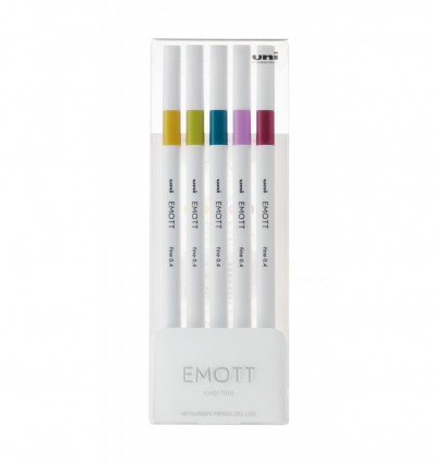 Лайнер uni EMOTT 0.4мм fine line, Retro Color, 5 кольорів ( PEM-SY/5C.08RC )