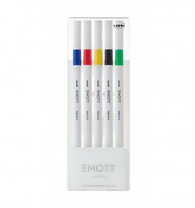 Лайнер uni EMOTT 0.4мм fine line, Vivid Color, 5 кольорів