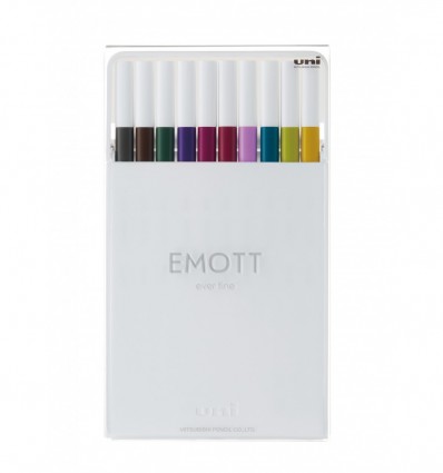 Лайнер uni EMOTT 0.4мм fine line, Calm-tone Dark Color, 10 кольорів ( PEM-SY/10C.03CTDC )
