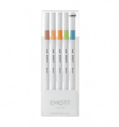 Лайнер uni EMOTT 0.4мм fine line, Nature Color, 5 кольорів ( PEM-SY/5C.06NC )