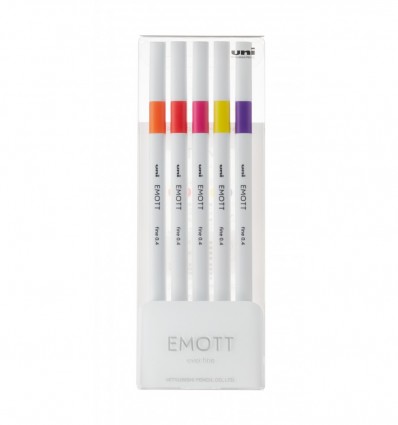 Лайнер uni EMOTT 0.4мм fine line, Passion Color, 5 кольорів