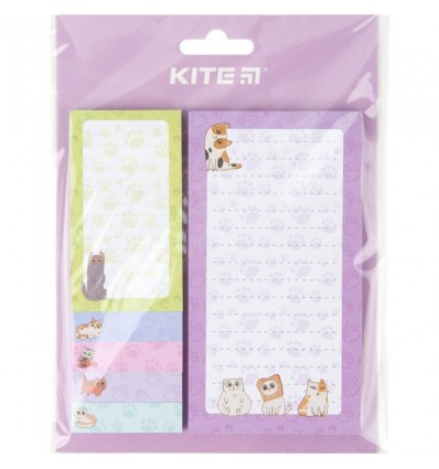 Блок бумаги с клейким слоем Kite Bread cat, набор