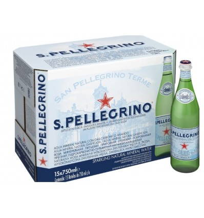 Вода S.Pellegrino газированная стекло 0.75л 15шт/уп