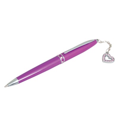 Ручка кулькова Love, з кристалами, сливовий, в подарунковому футлярі LS.402028-30