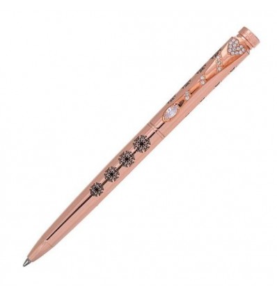 Ручка шариковая Flavor с кристаллами в футляре, розовое золото LS.404033-46