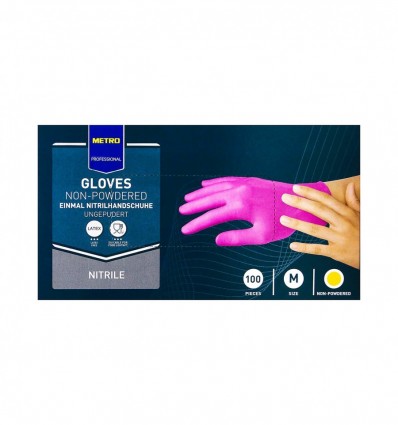 Перчатки Metro Professional нитриловые розовые М 100шт/уп