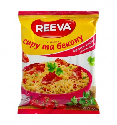 Вермишель Reeva быстрого приготовления вкус сыра бекона 60г