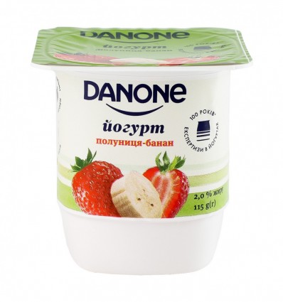 Йогурт Danone Клубника-банан 2% 115г