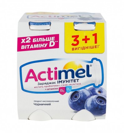 Продукт кисломолочный Actimel черничный 1.4% 4х100г/уп